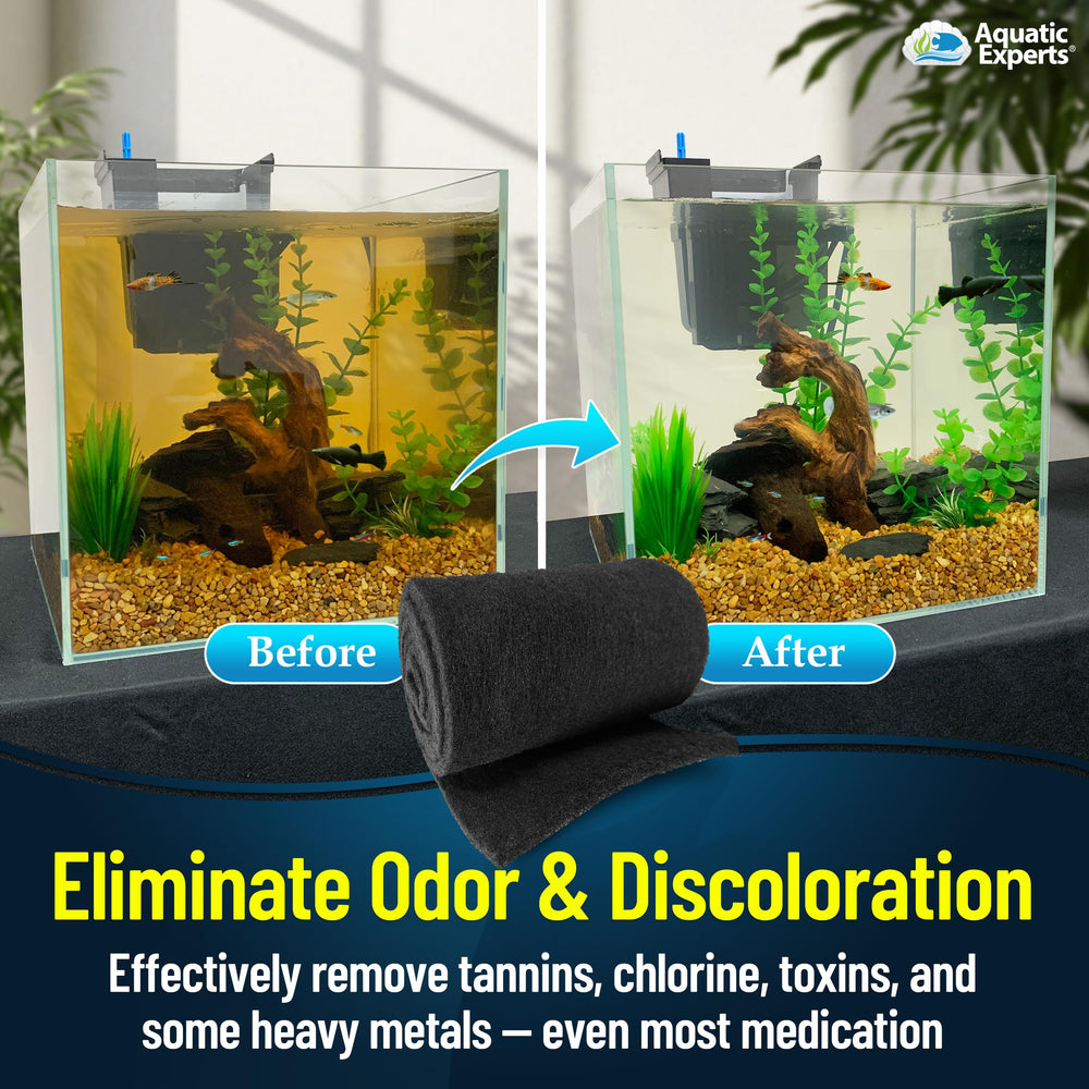 Almohadilla de carbón para acuarios Aquatic Experts, ayuda a controlar olores.