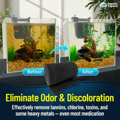 Almohadilla de carbón para acuarios Aquatic Experts, ayuda a controlar olores.