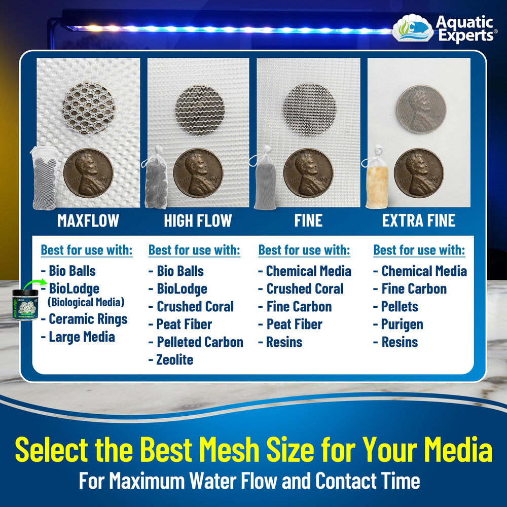 Bolsa de filtración compatible con sumideros y filtros externos para acuario.