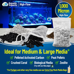 Bolsa filtrante duradera y reutilizable para medios filtrantes Aquatic Experts.