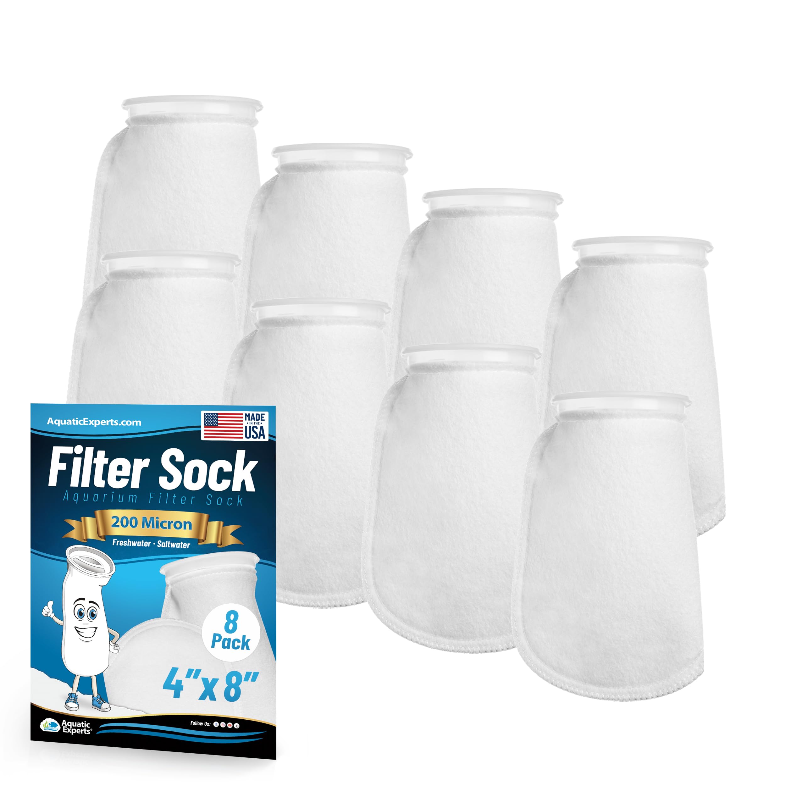 Calceta filtro Aquatic Experts de 4 pulgadas con 200 micron para filtración.