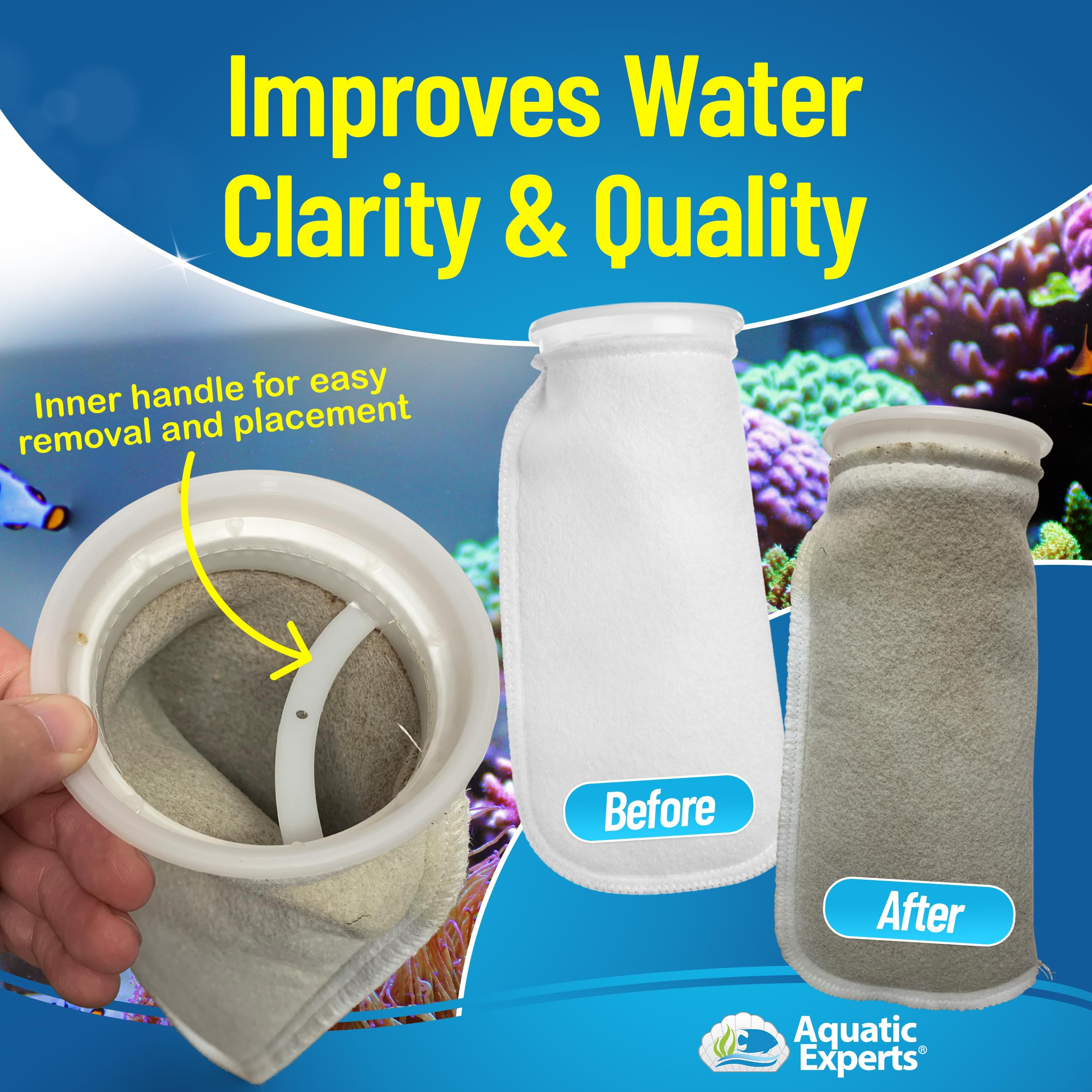Calcetines filtrantes reutilizables de Aquatic Experts para acuarios