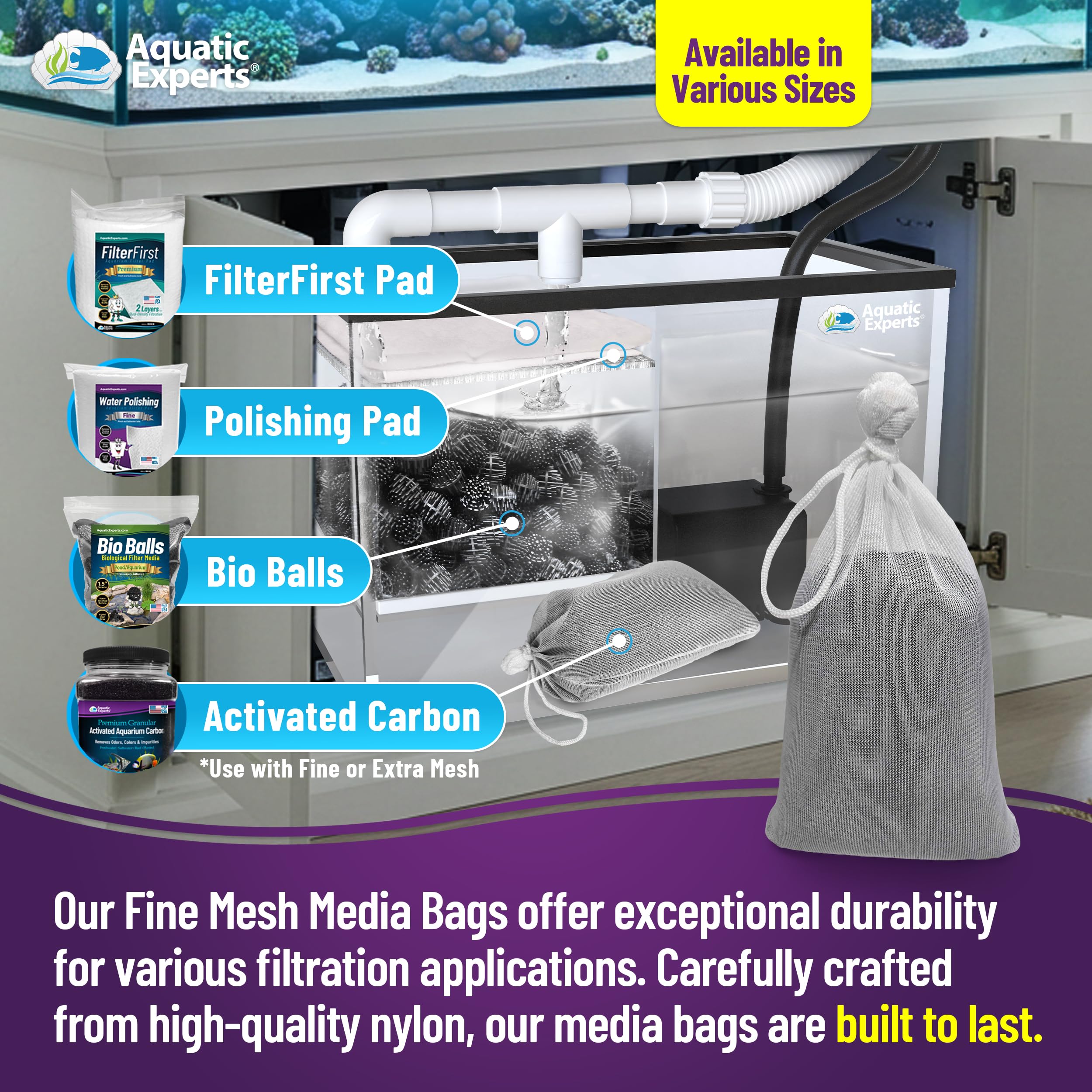 Aquatic Experts bolsa compatible con carbón activado, zeolita y turba