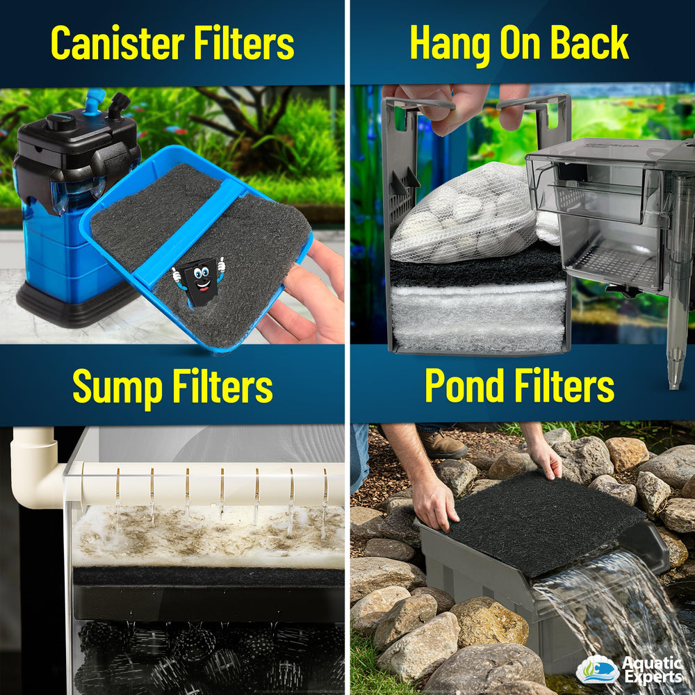 Aquatic Experts carbon pad fácil de usar, se corta para caber en el filtro.