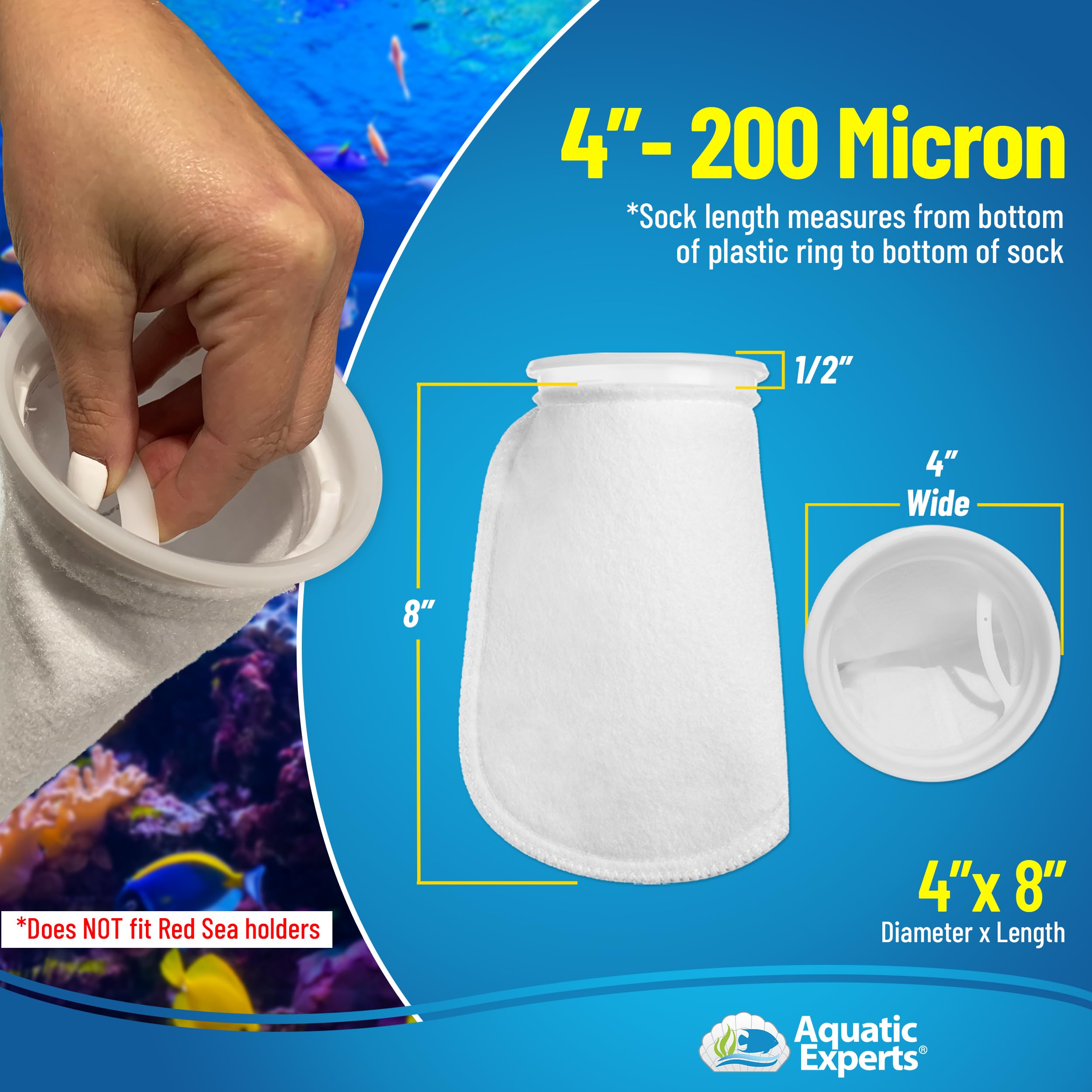 Instrucciones de limpieza incluidas para calcetas filtro Aquatic Experts.