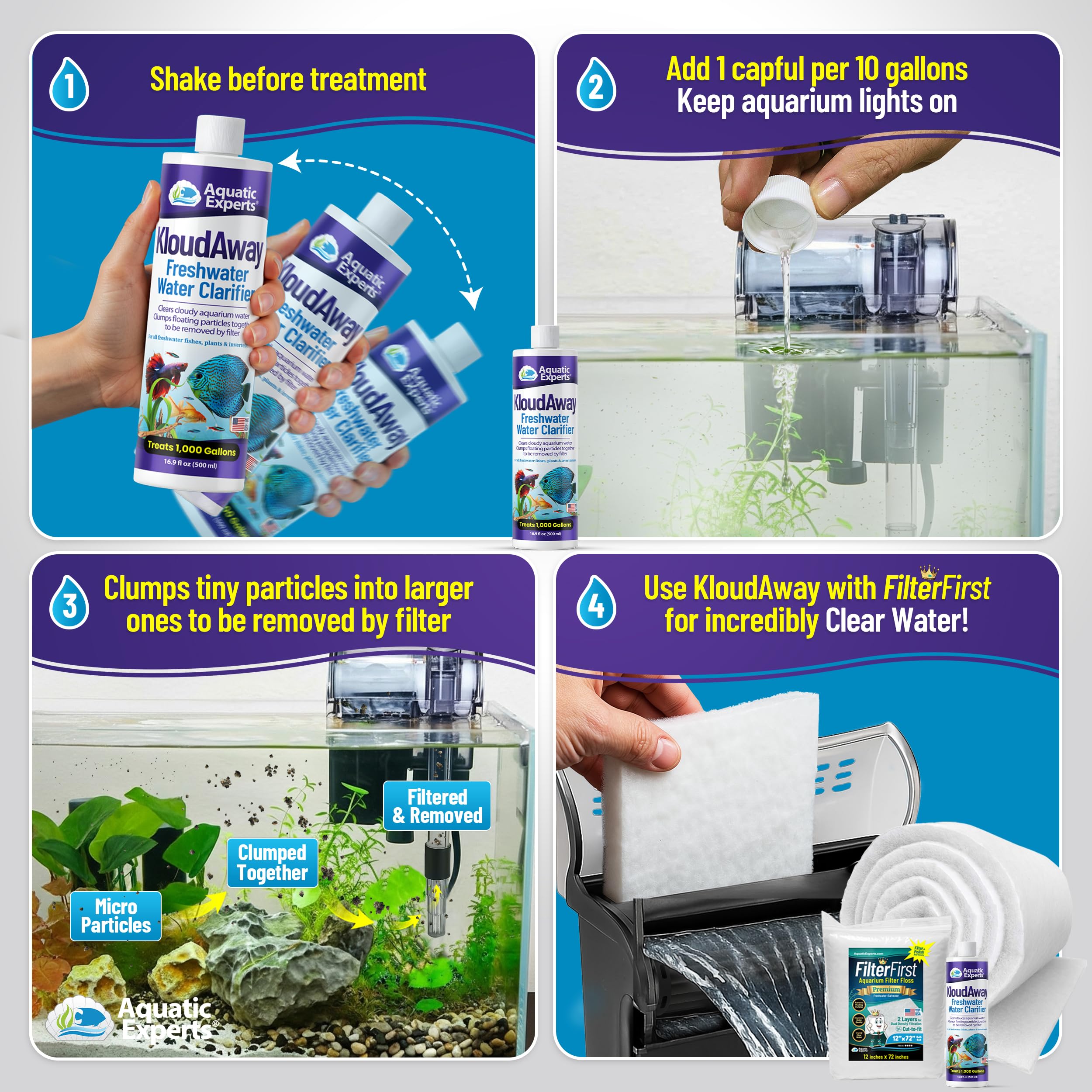 Aquatic Experts KloudAway aglutinacion-particulas para agua cristalina.