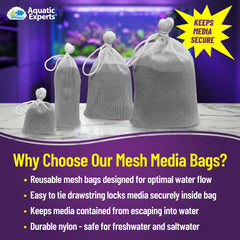 Aquatic Experts malla de 450 micrones para medios, flujo de agua eficiente.