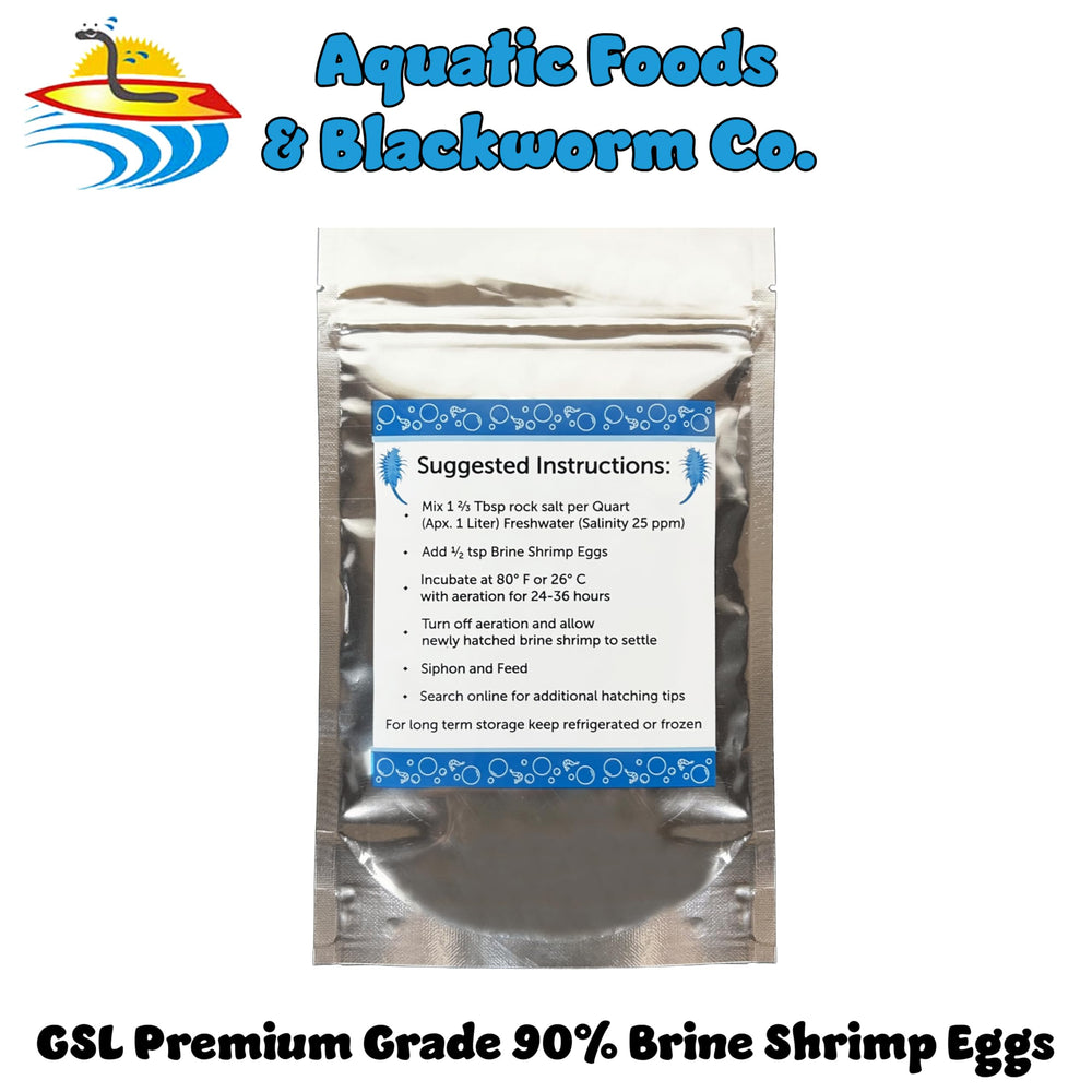 Frasco de 25 g de huevos de artemia de Aquatic Foods Inc. de alta calidad.