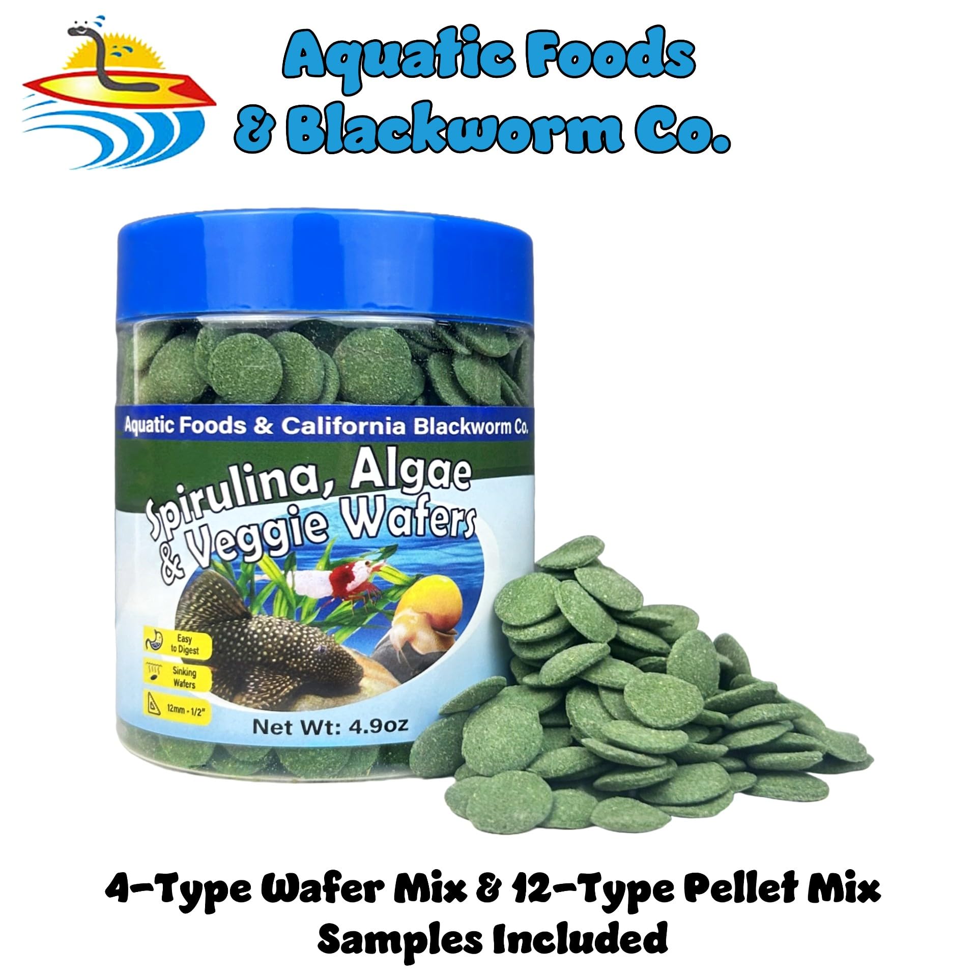Aquatic Foods Inc. ingredientes Spirulina y algas para una dieta variada de acuario.