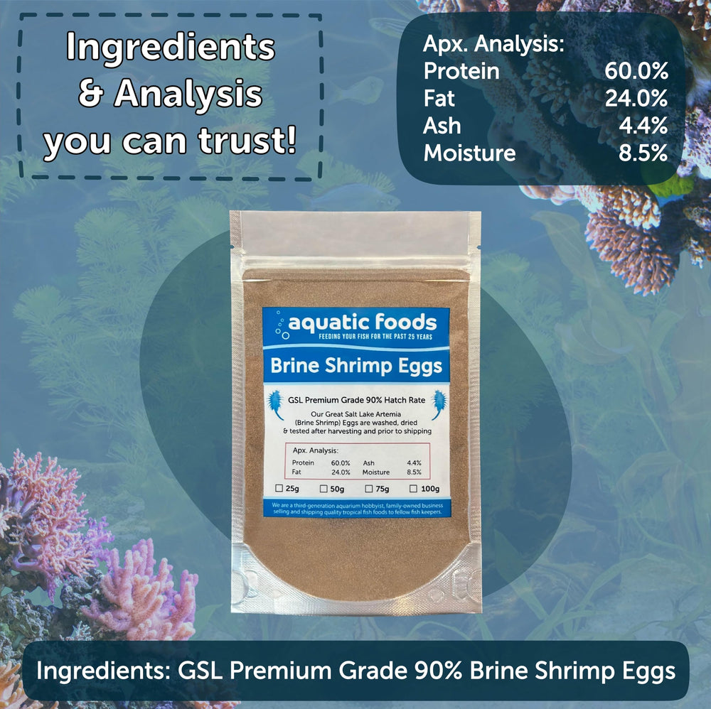 Producto libre de polvo, huevos de artemia para acuarios limpios.