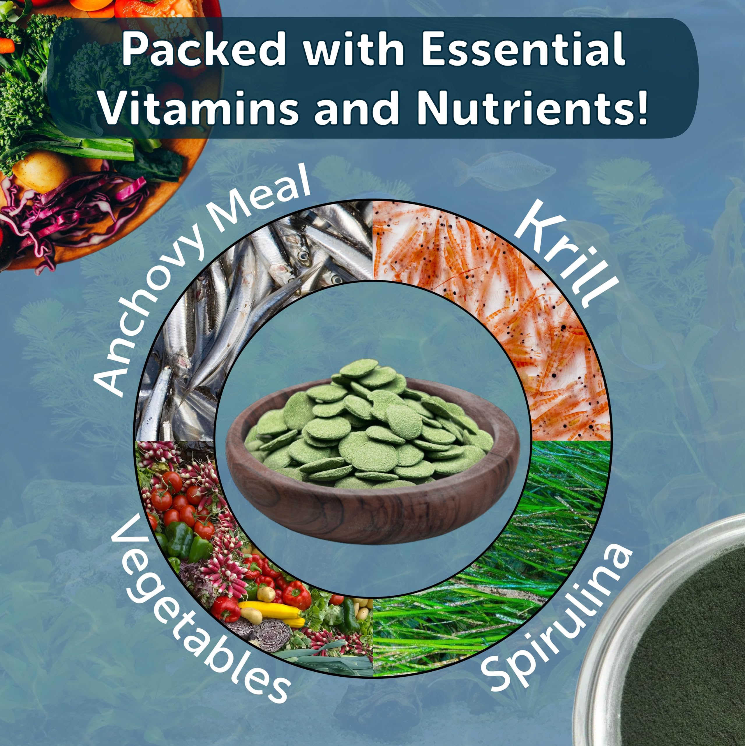 Aquatic Foods Inc. mezcla de pellets de 12 tipos y obleas de 4 tipos para variedad.