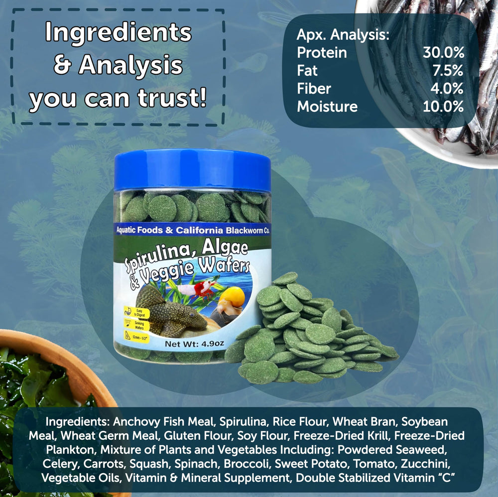 Aquatic Foods Inc. obleas de 12 mm, adecuadas para plecos y bagres.