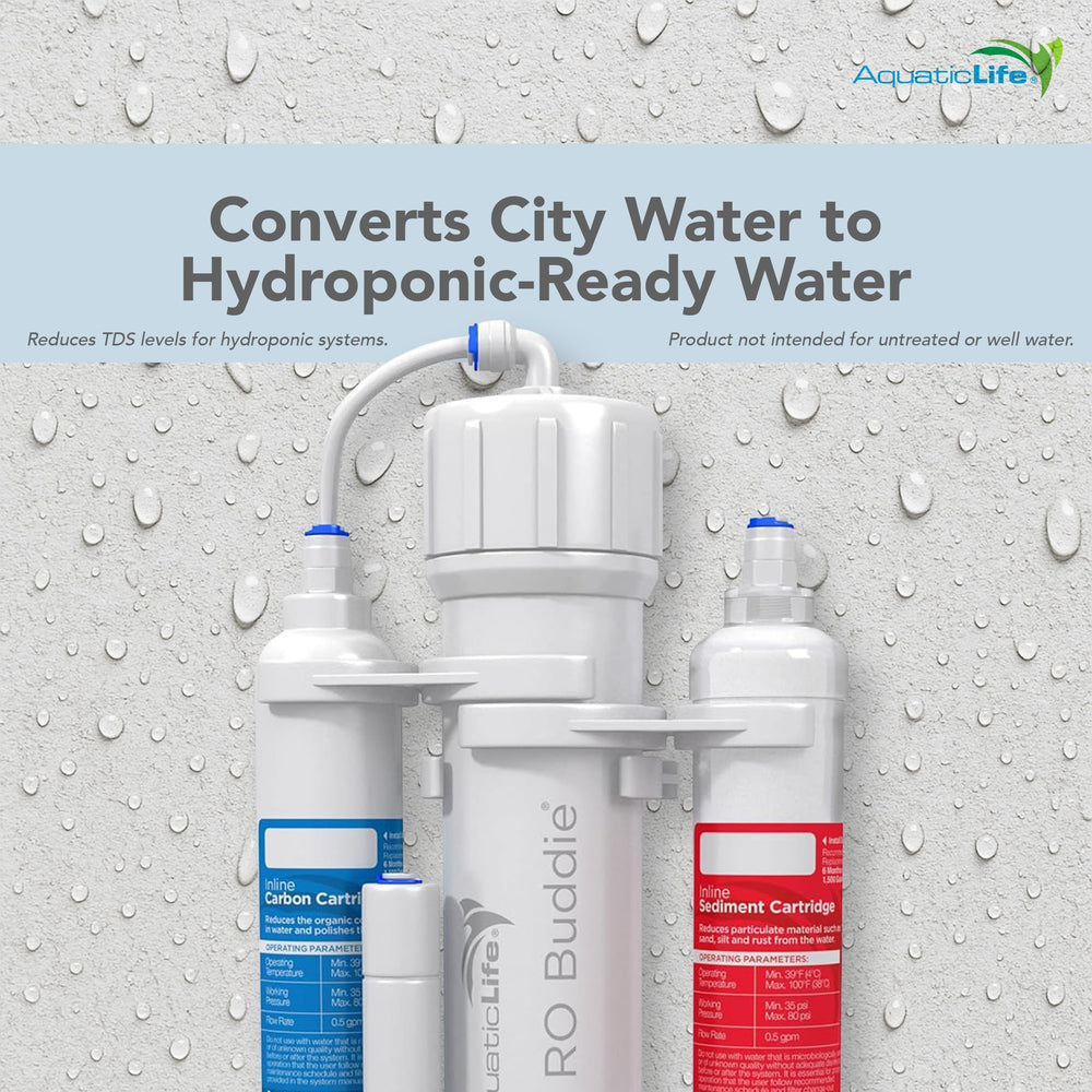 Aquatic Life RO Buddie, membrana de filtración reduce sólidos disueltos para agua clara.
