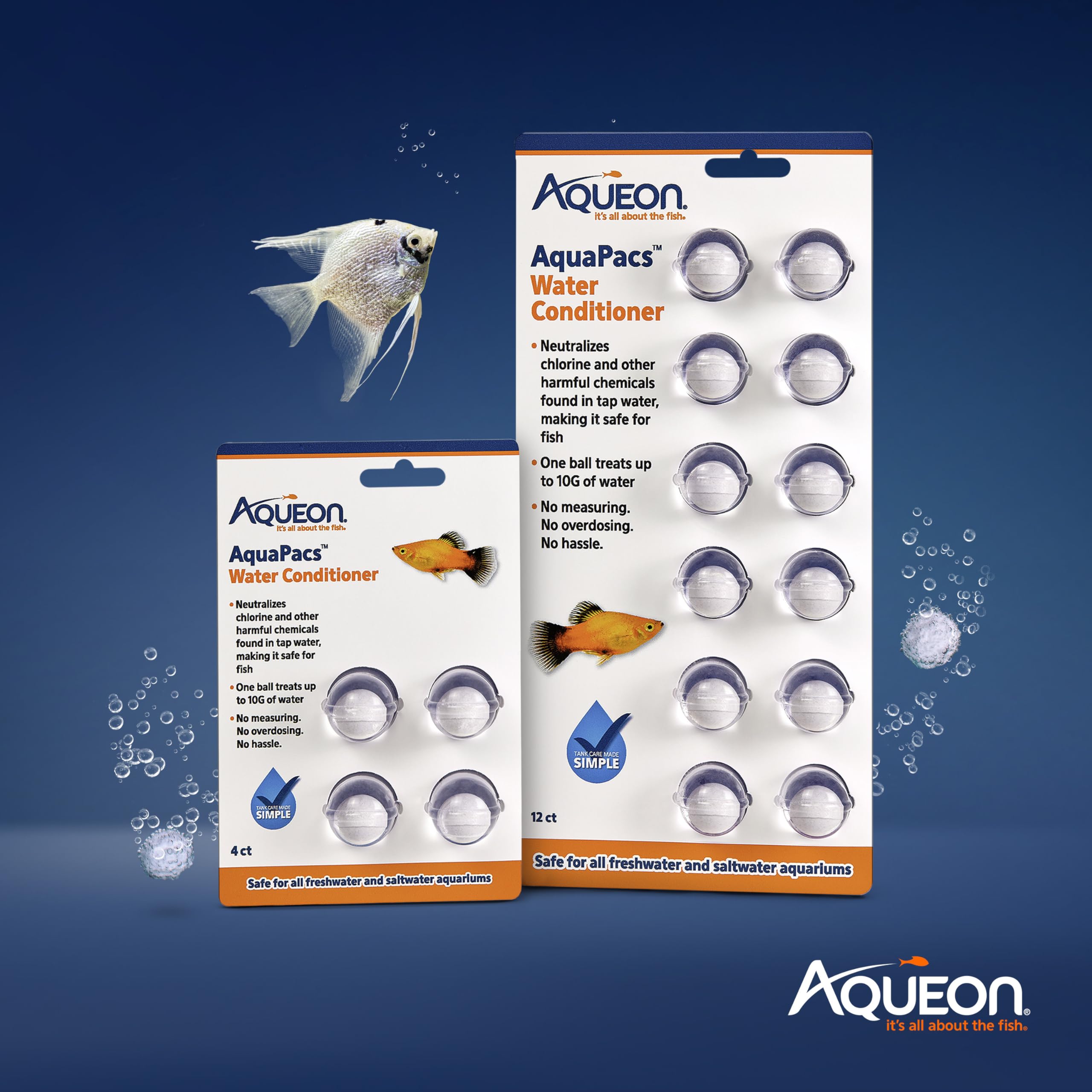Aqueon AquaPacs agua clorada neutralizada lista para peces.