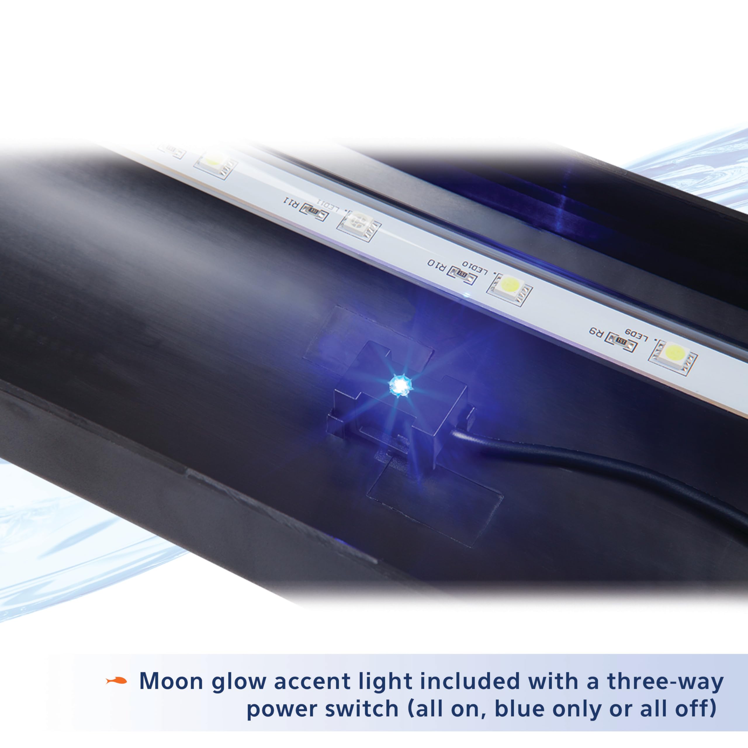 Aqueon LED Deluxe, ajuste preciso dentro del rim del acuario.
