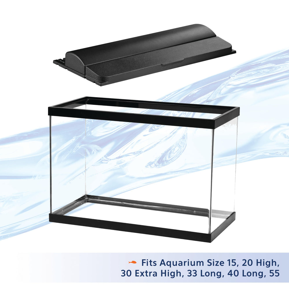 Interior de la tapa Aqueon Deluxe, espacio para accesorios del acuario.