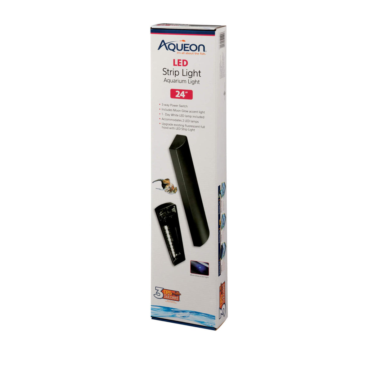 Aqueon: luz de tira LED para acuario 24 pulgadas, iluminación frontal clara.