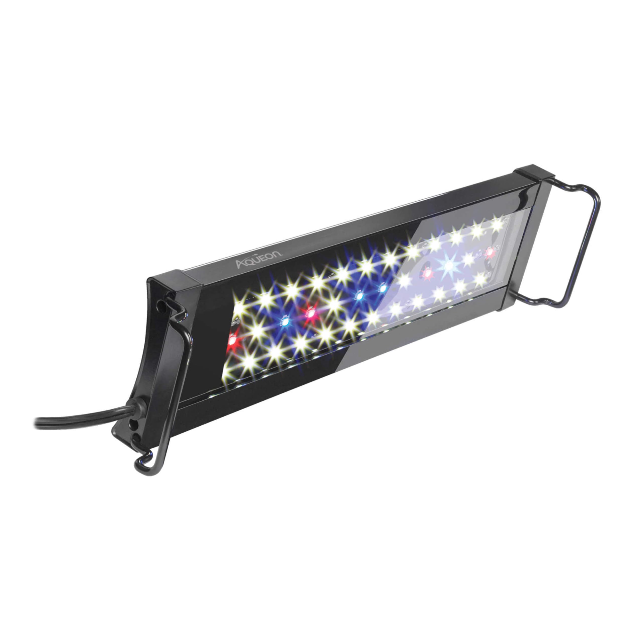 Aqueon OptiBright, controles táctiles impermeables para encender día y noche.
