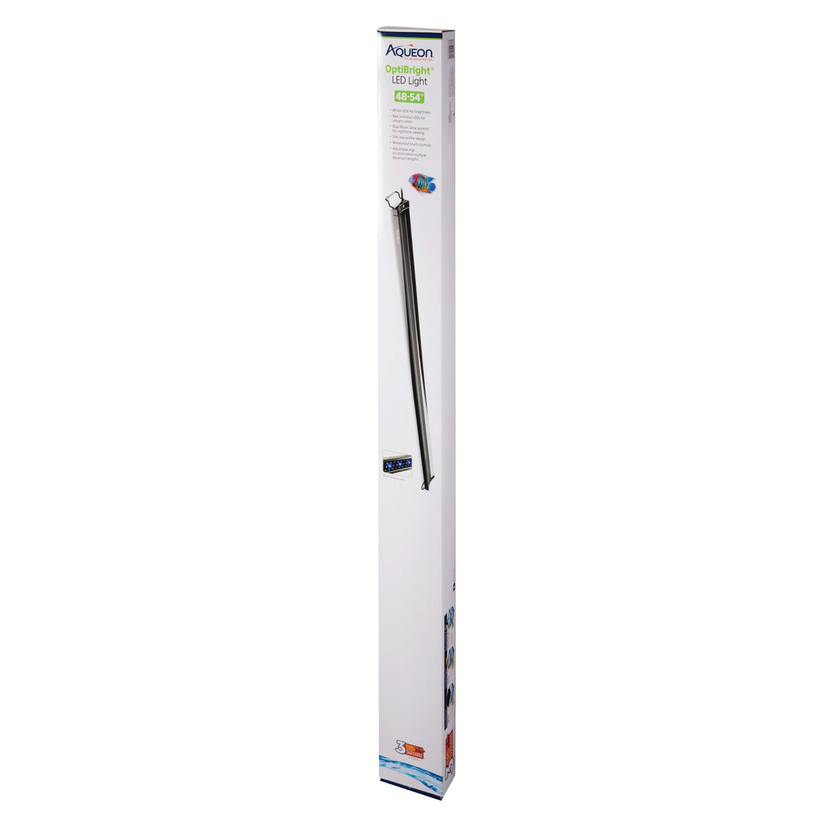 Aqueon OptiBright ilumina acuarios de 48-54 pulgadas con iluminación estable.
