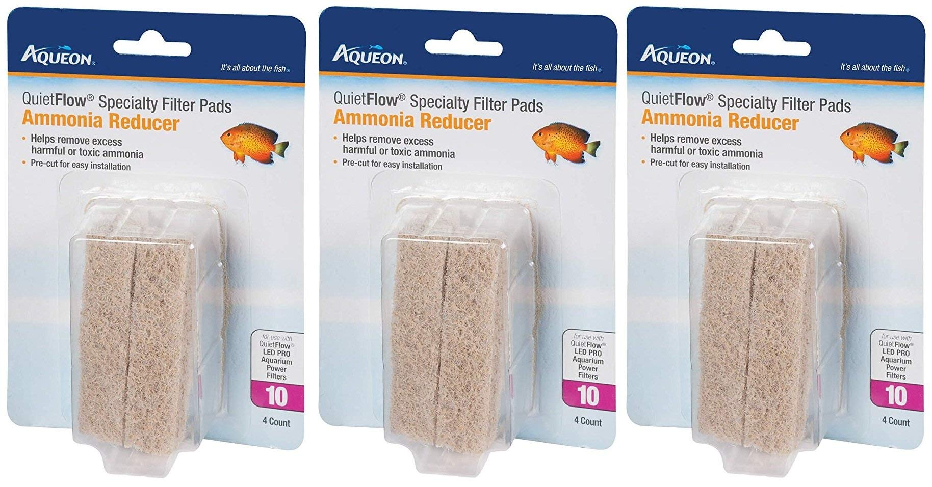Aqueon Quiet Flow 10: almohadilla filtrante para reducir amoníaco en acuarios.