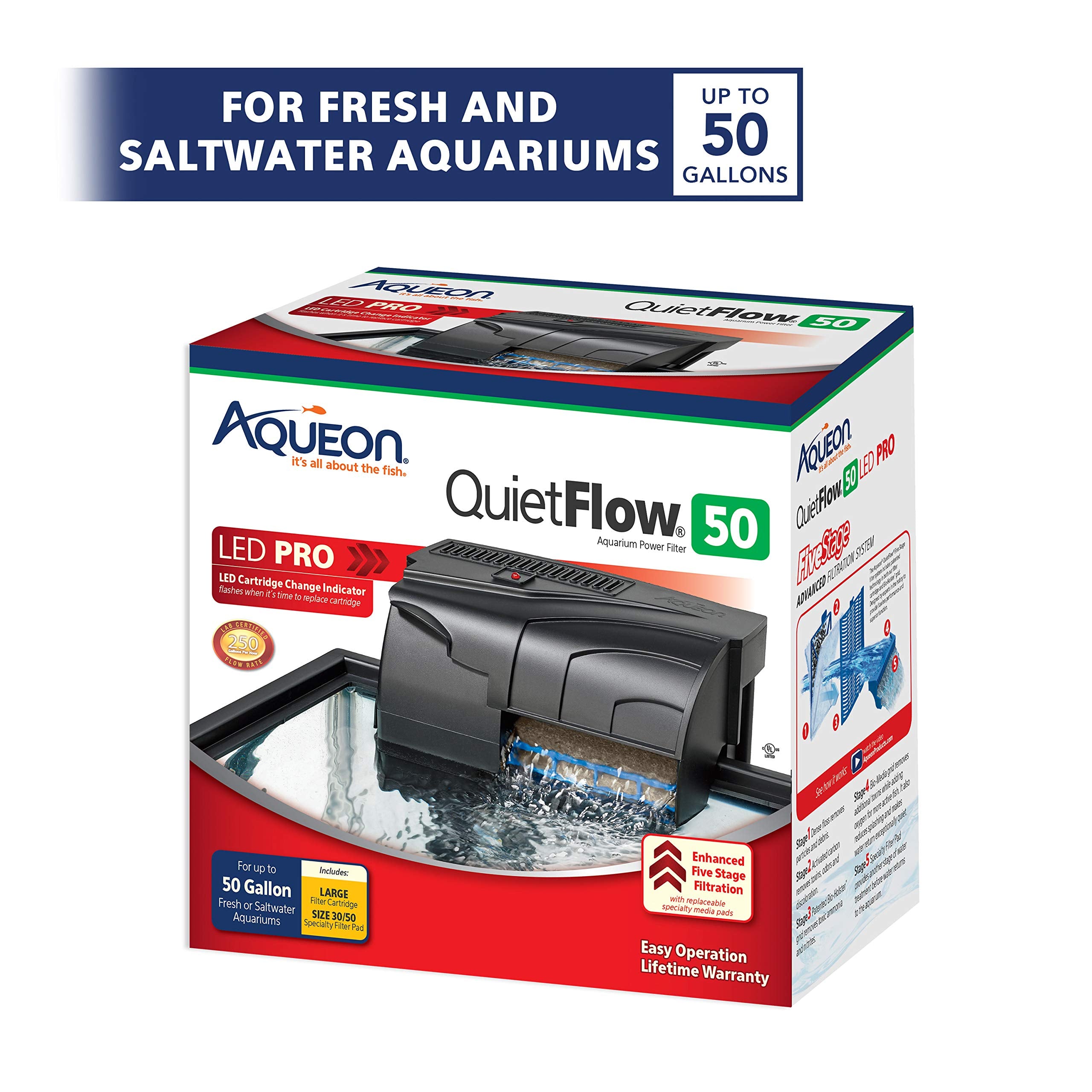 Aqueon QuietFlow 50 LED PRO: bio-holster ofrece biofiltración robusta para agua estable