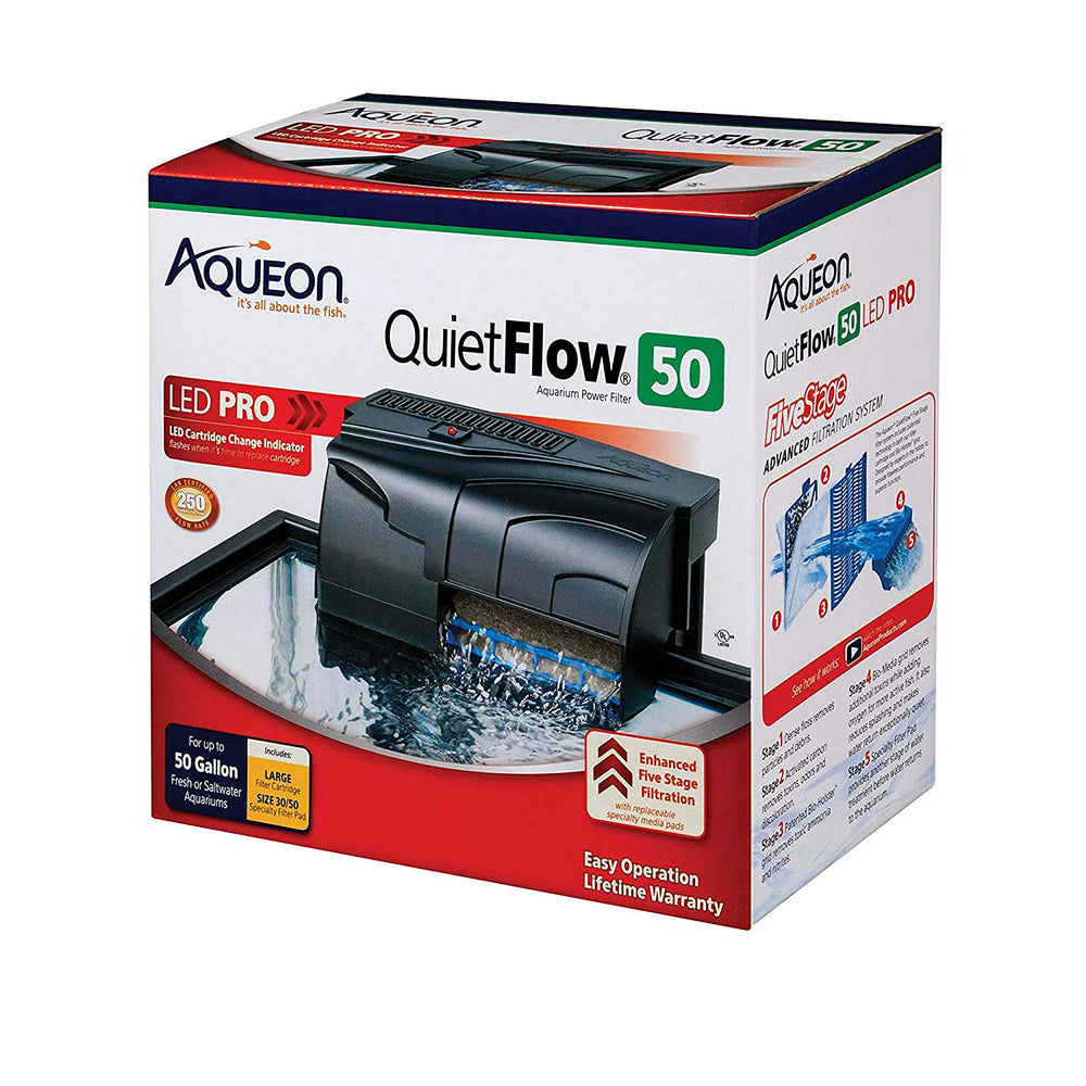 Aqueon QuietFlow 50 LED PRO: filtro para acuario, mejora la claridad del agua