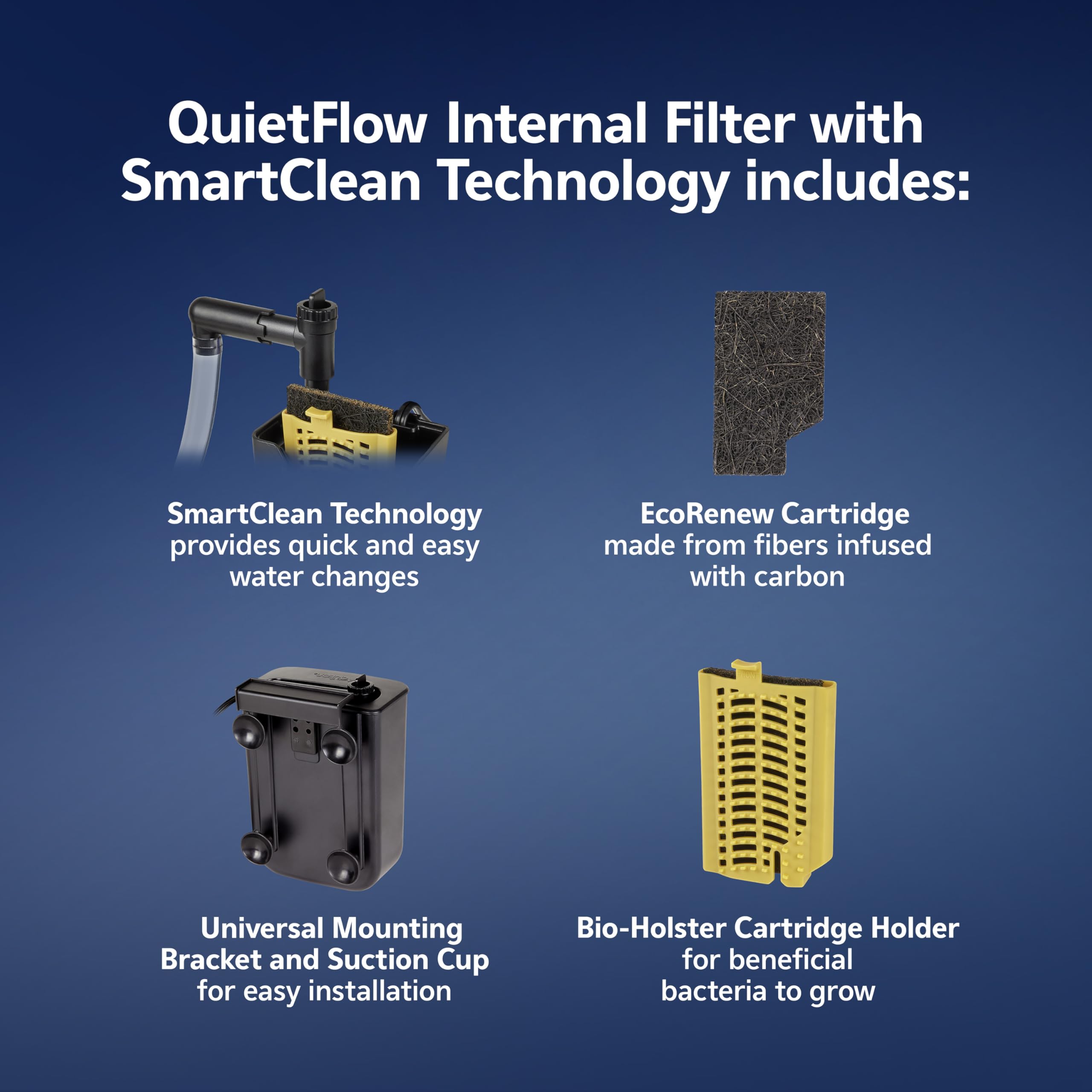 Aqueon QuietFlow, flujo ajustable para acuarios de diferentes tamaños