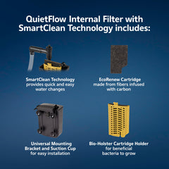 Aqueon QuietFlow, flujo ajustable para acuarios de diferentes tamaños