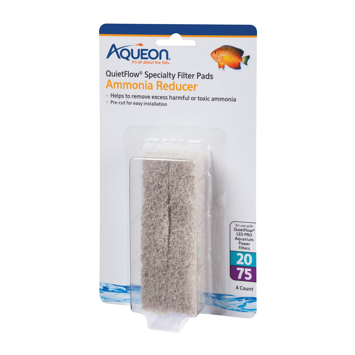 Aqueon QuietFlow LED PRO amonico reductor pastilla para acuarios, cuatro unidades.