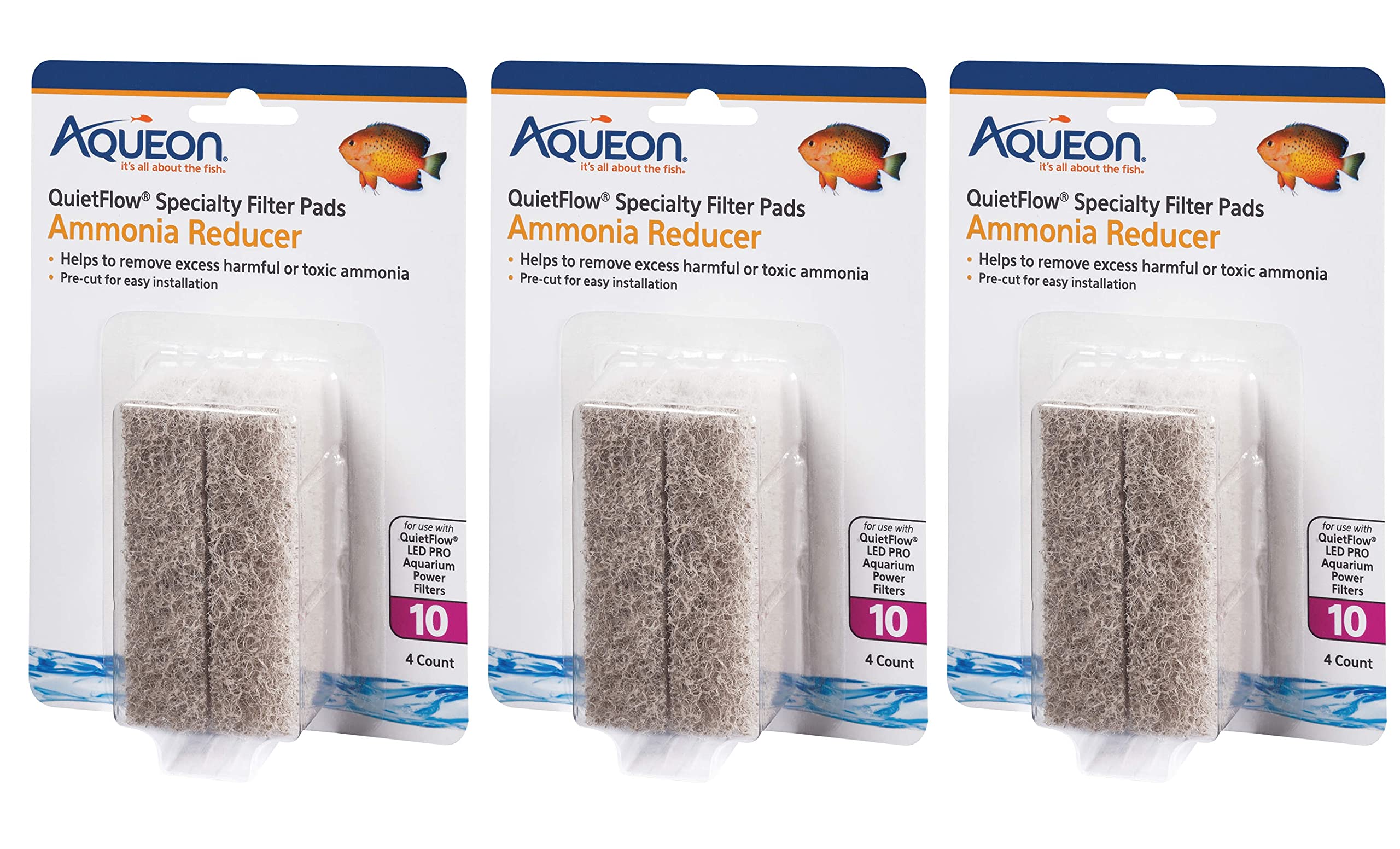 Aqueon reductor de amoníaco QuietFlow, pastillas de filtro para acuarios que apoyan la estabilidad del agua