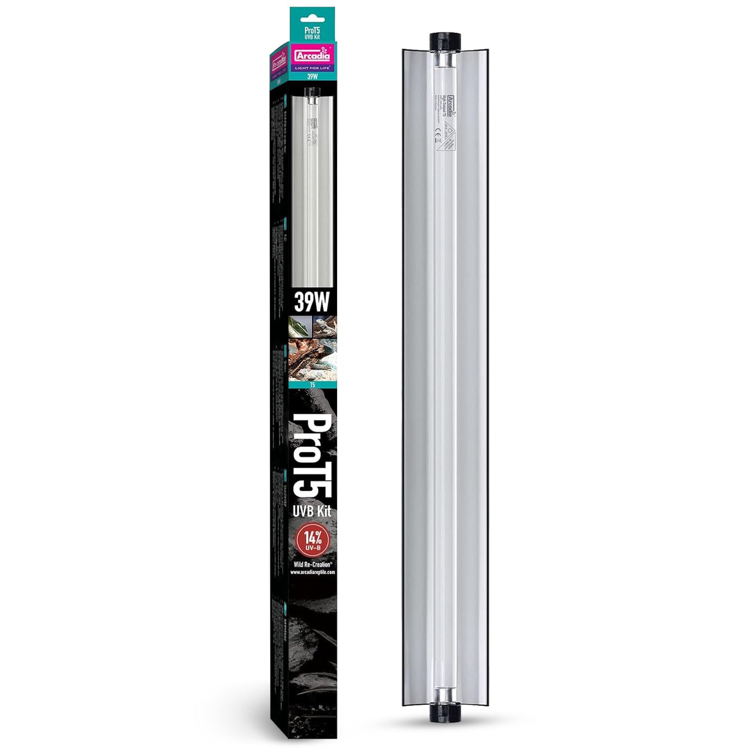 Arcadia T5 UVB kit 34 pulgadas, iluminación completa para reptiles