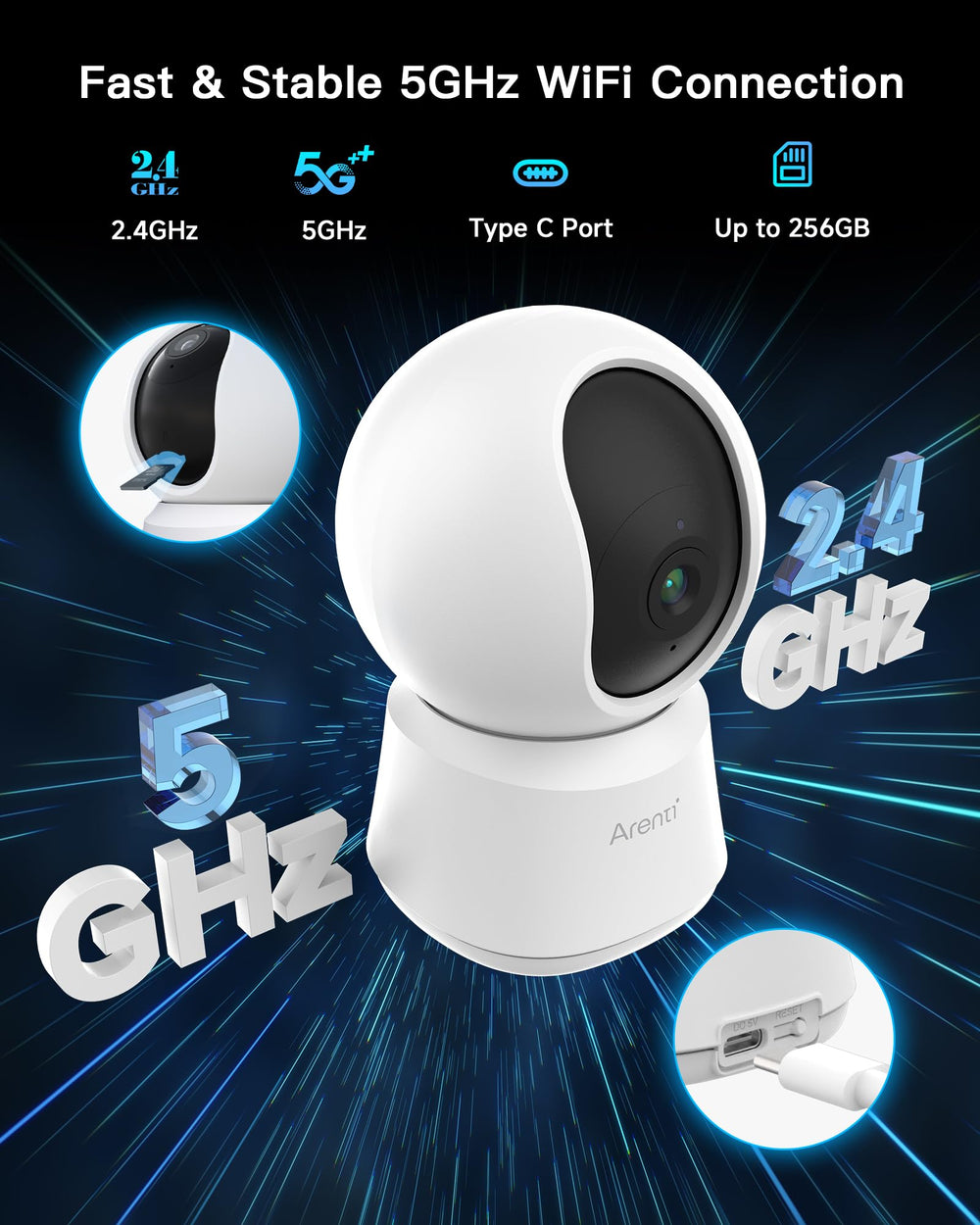 ARENTI 5G visión nocturna para vigilancia nocturna clara.