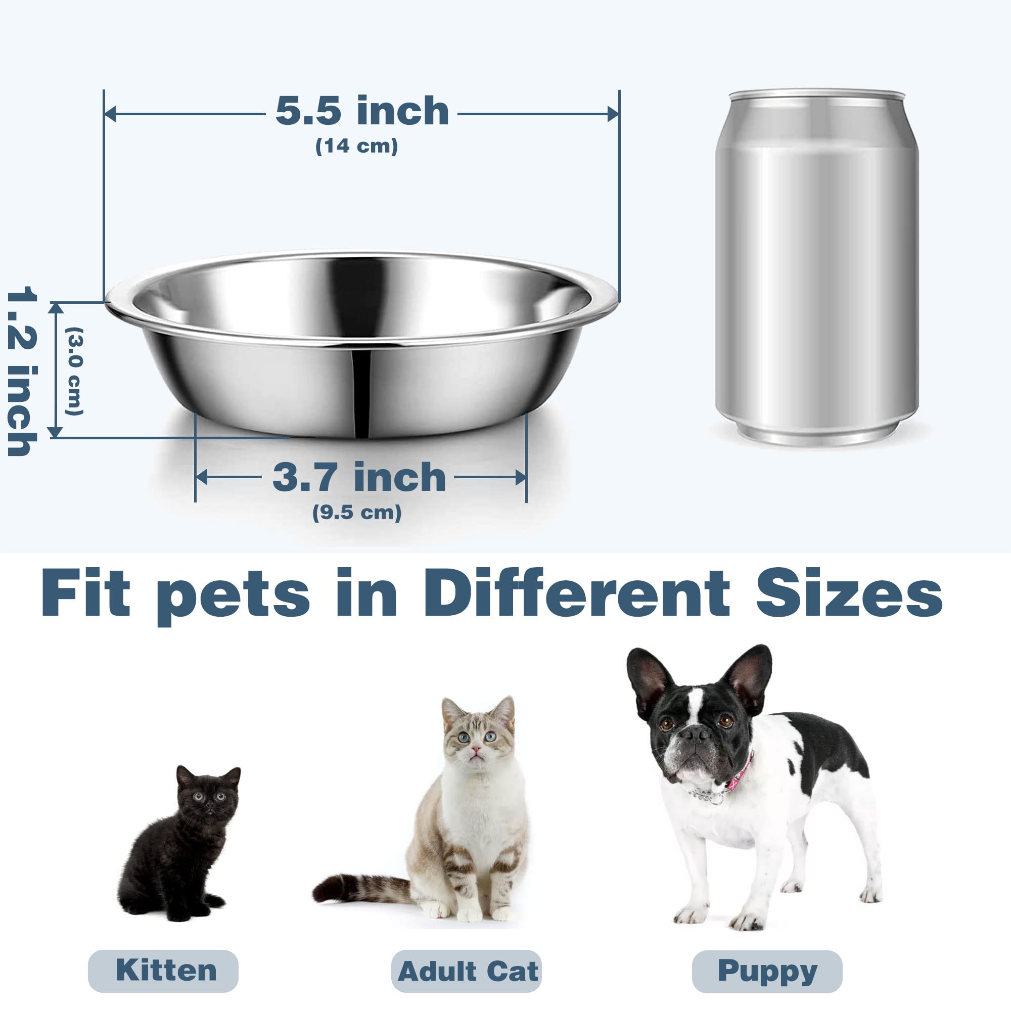Arespark cuencos gato acero inoxidable 14 cm, apilables para ahorro de espacio.
