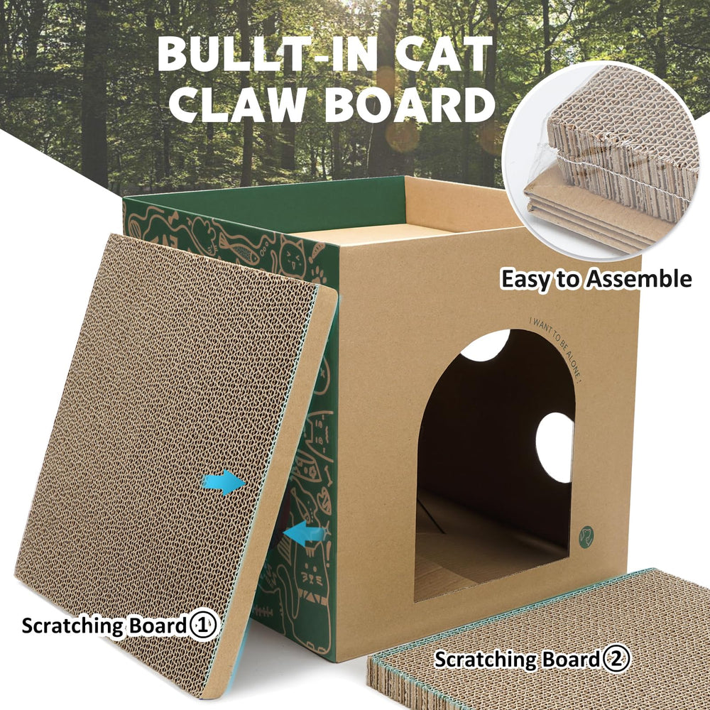 ARGOPET Casa para gatos: medidas 12.6x12.6x11.8 pulgadas para refugio espacioso.