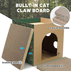 ARGOPET Casa para gatos: medidas 12.6x12.6x11.8 pulgadas para refugio espacioso.