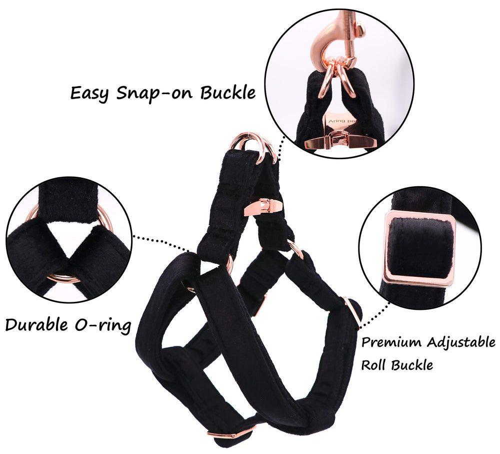 Aring Pet arnés de terciopelo con webbing de algodón, duradero para uso diario