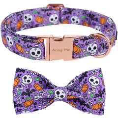Aring pet collar calabaza con lazo: suave algodon y perfecta para fiestas