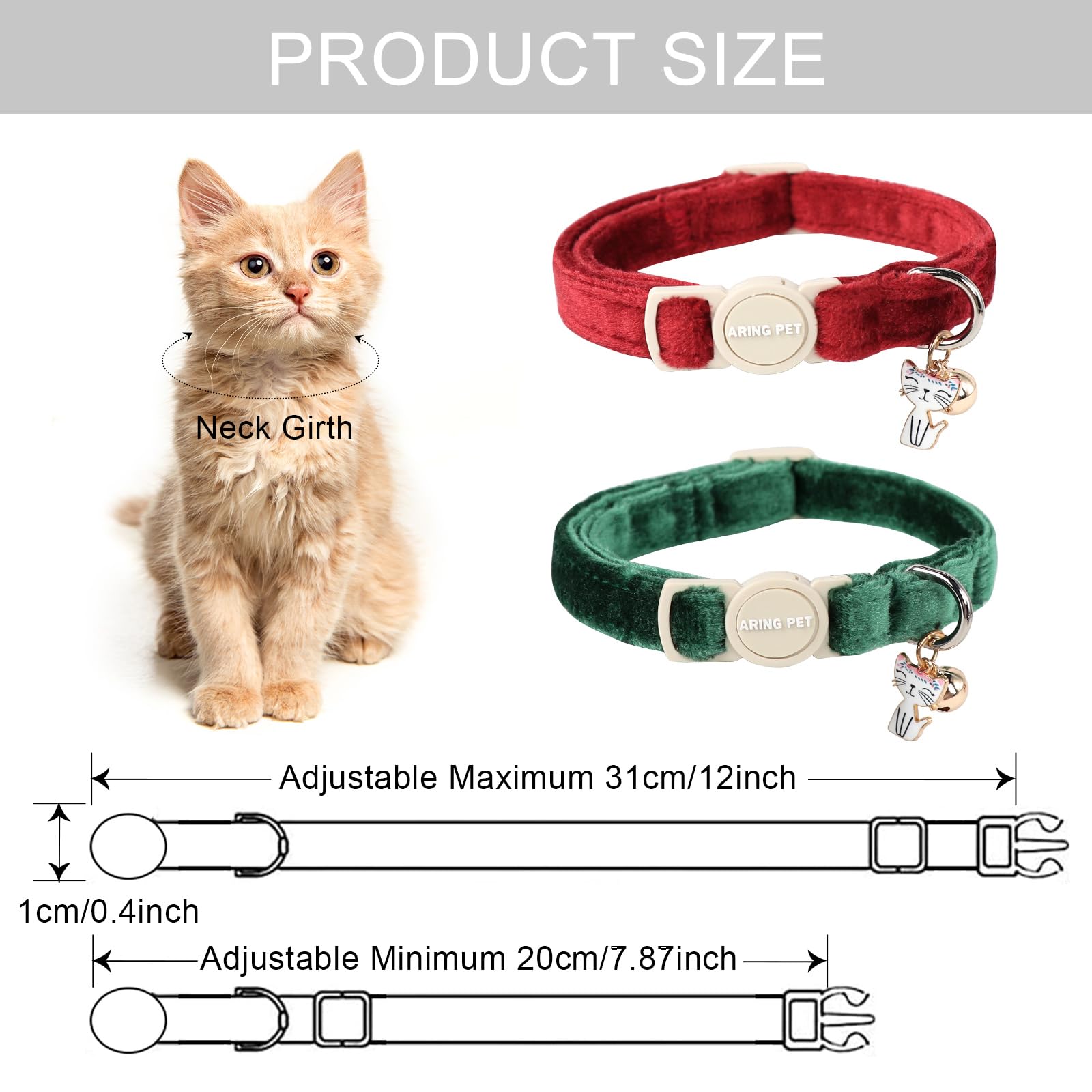 Collar Aring pet con cascabel, seguro y práctico para gatitos curiosos.