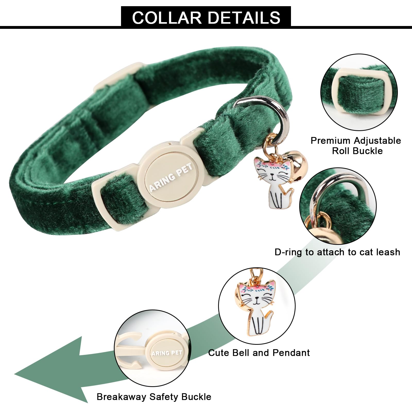 Collar Aring pet con lazo y colgante, ideal para fotos y fiestas.