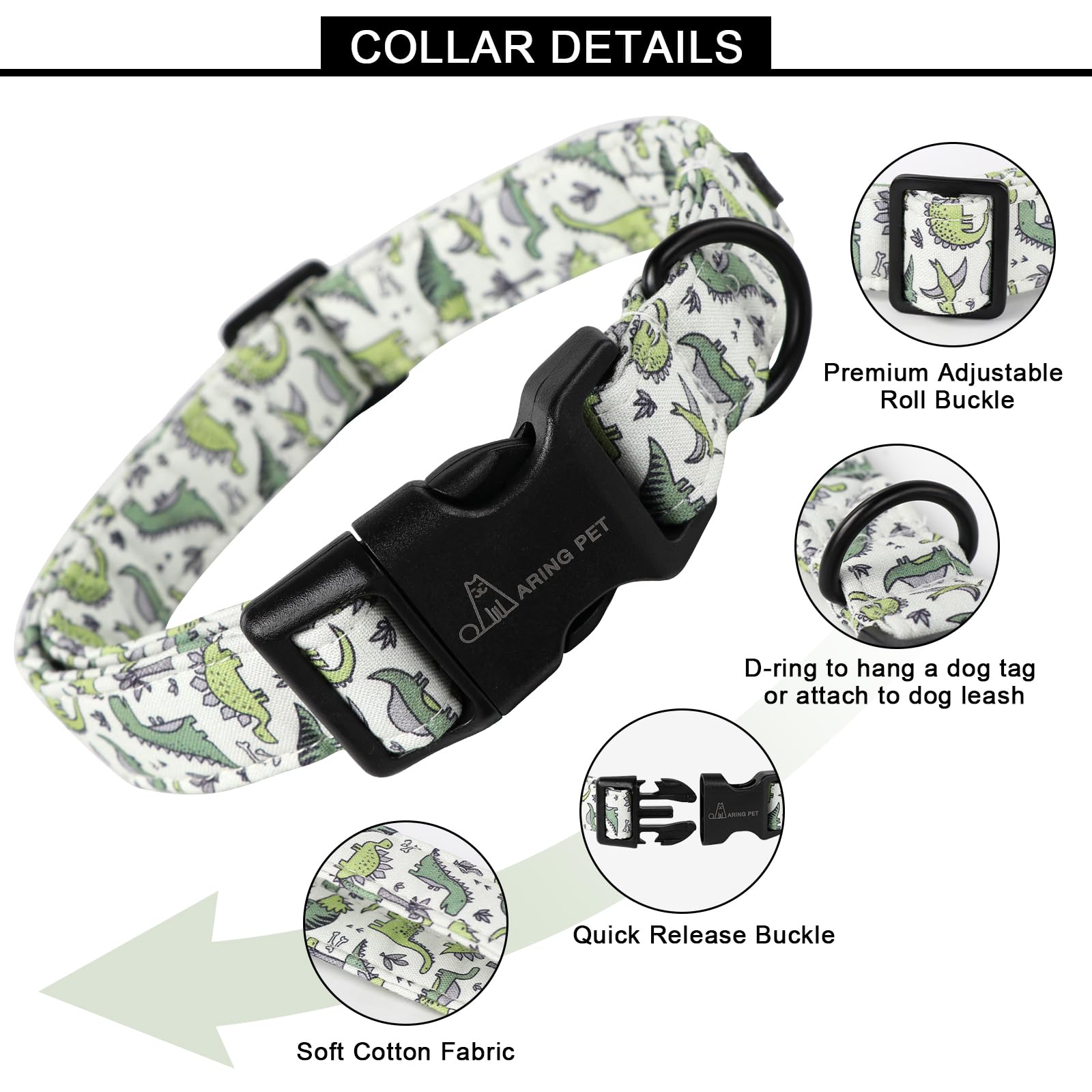 collar dinosaurio aring pet ajustable para perros de todos los tamaños.