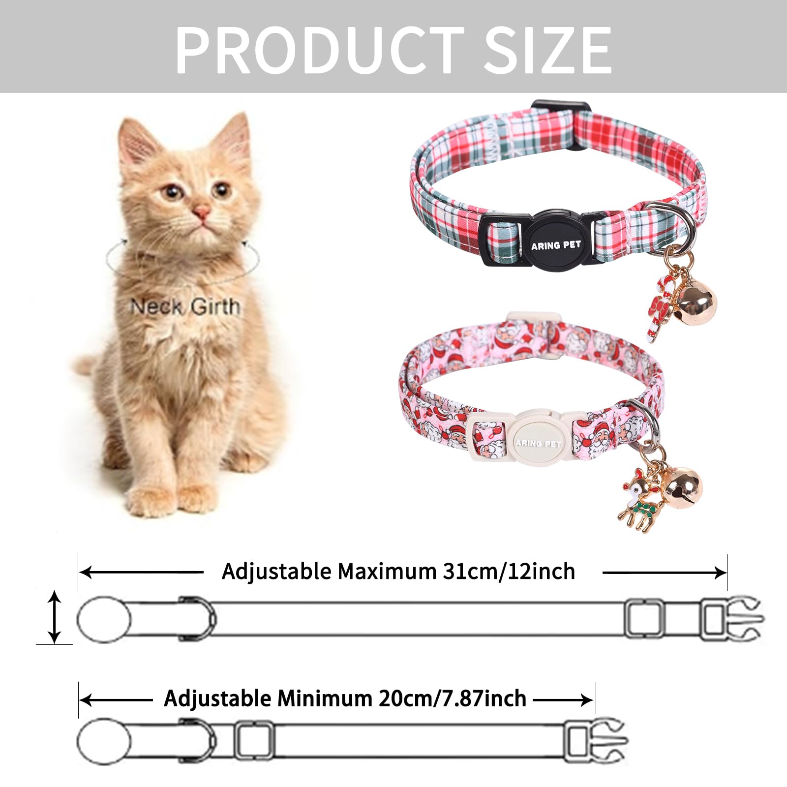 Collar Aring Pet algodón ligero, cómodo para uso diario de gatos.