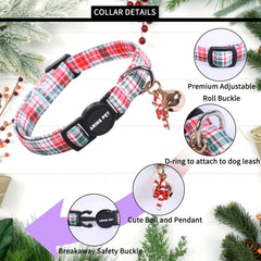 Collar Aring Pet gato en cuadros rojo-verde, diseño festivo para gatitos.