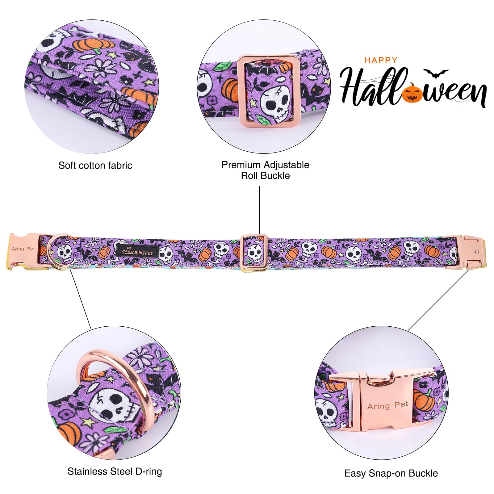 Collar Aring Pet con hebilla de metal, seguridad y durabilidad