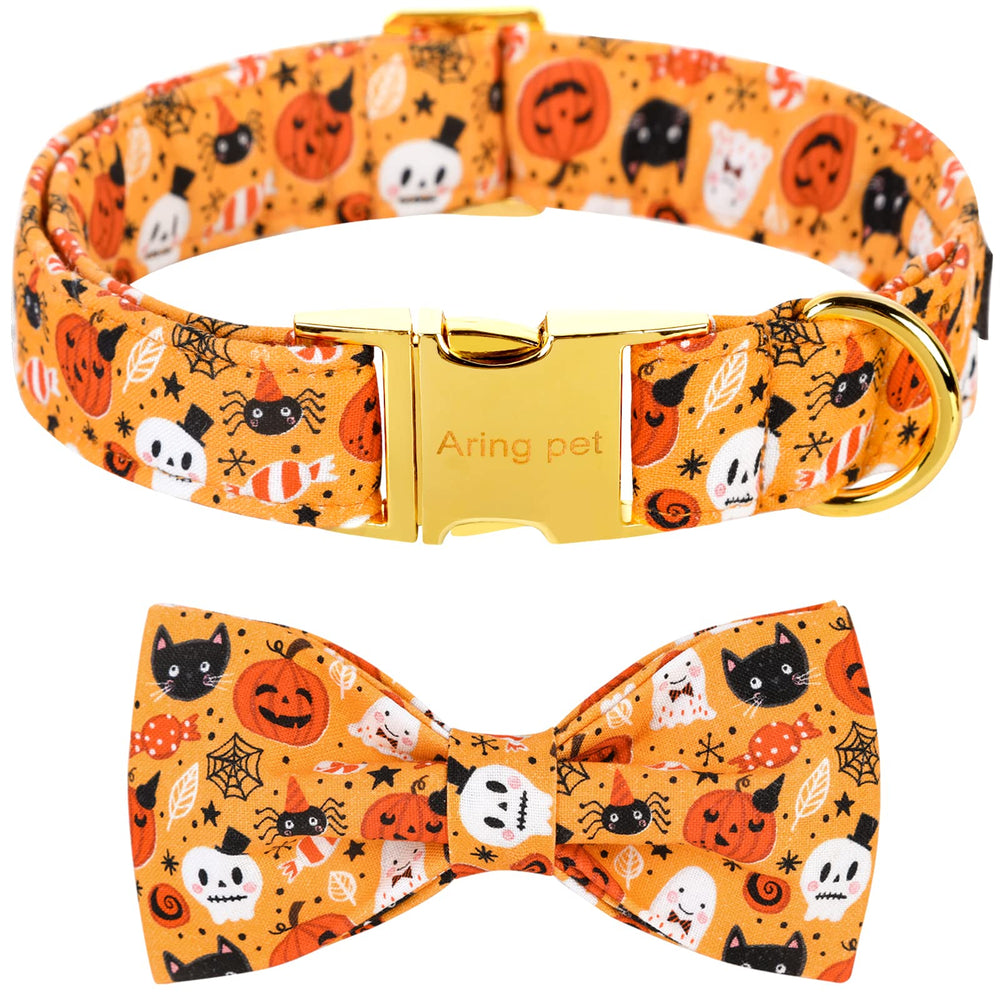 Aring Pet collar con lazo Halloween, vista frontal; ideal para lucir en paseos
