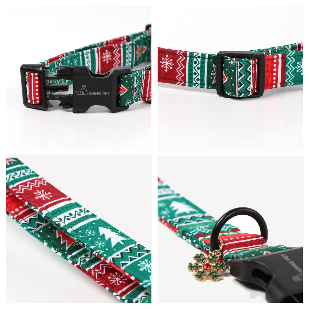 Aring collar navidad para perros con cuadros festivos.