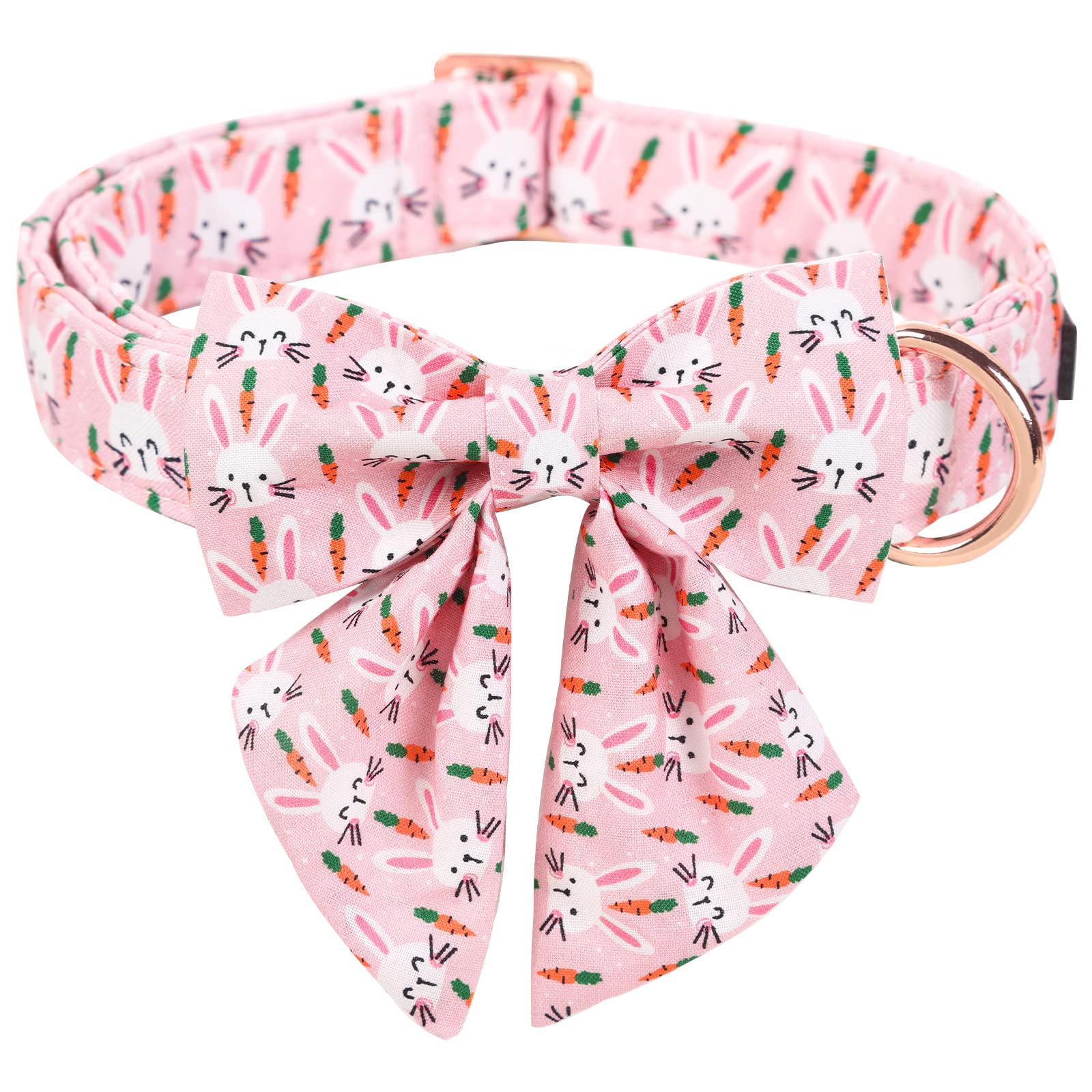 Collar ARING PET Pascua con lazo conejo de algodón, cómodo para paseos.