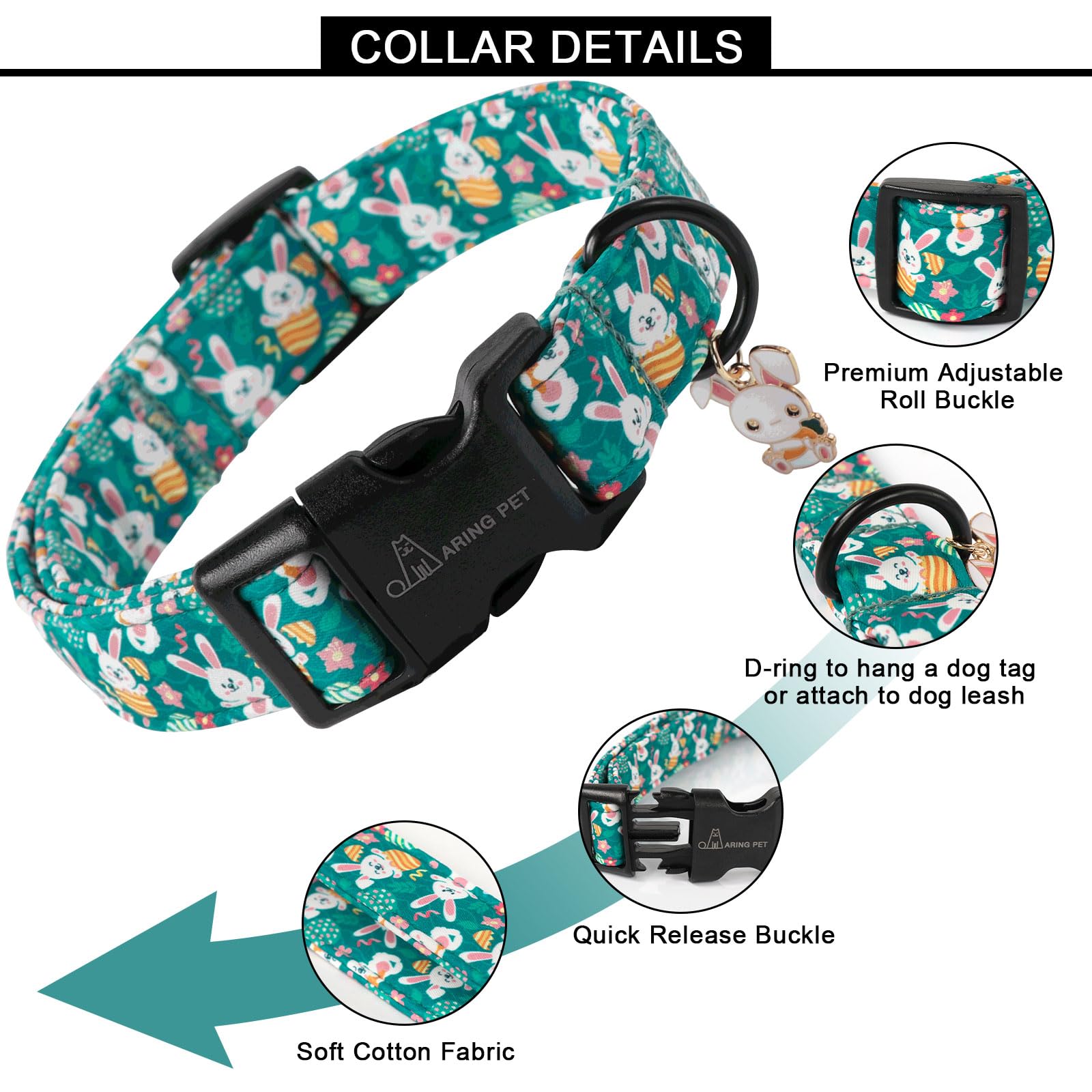 Aring Pet collar para perros, anilla en D para placa y correa