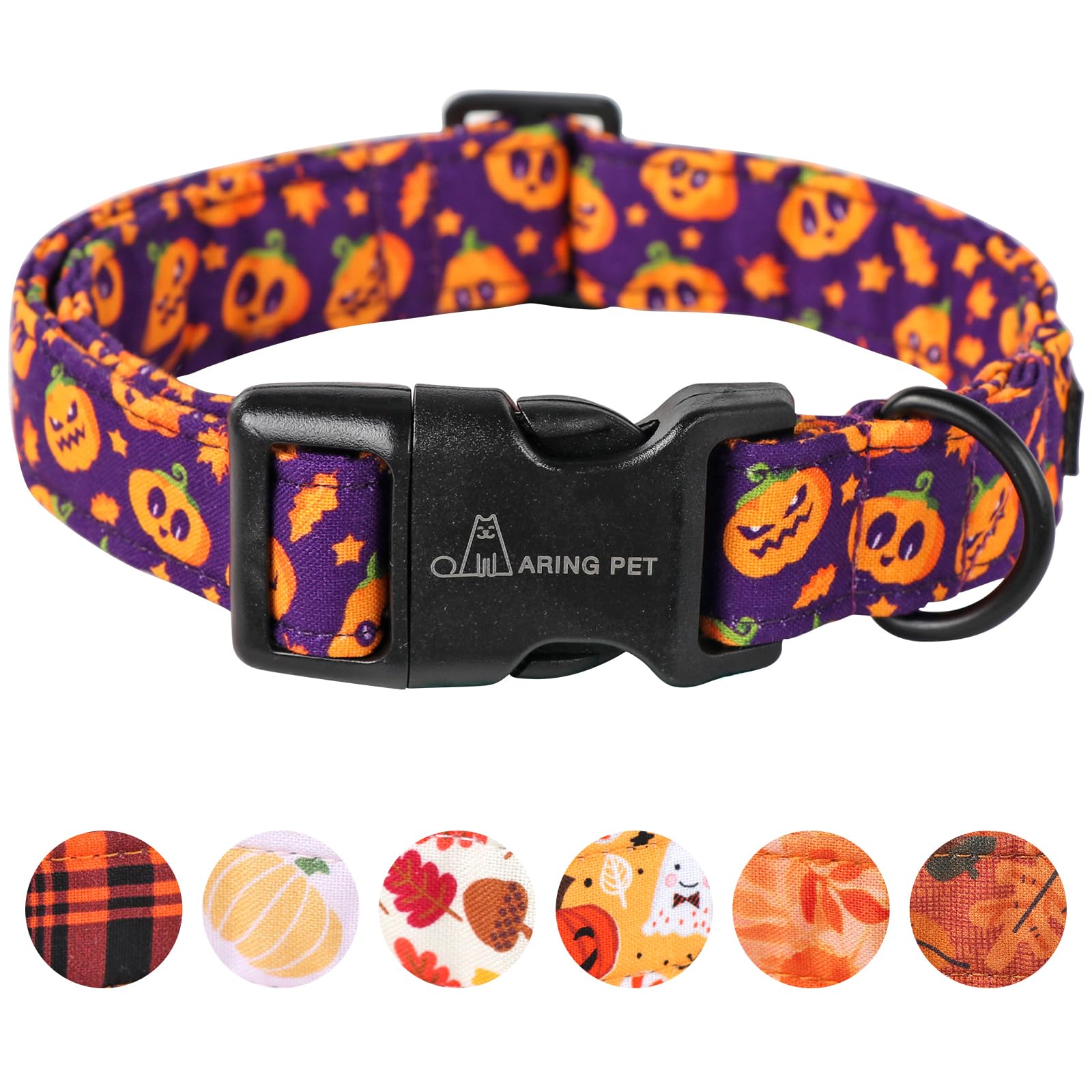 Collar Aring Pet de Halloween para perros con calabaza, cómodo para paseos.