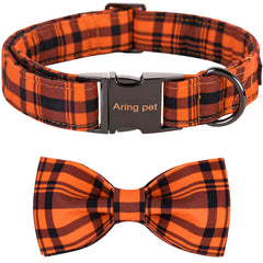 Collar Aring Pet con lazo calabaza naranja, cómodo para paseos diarios