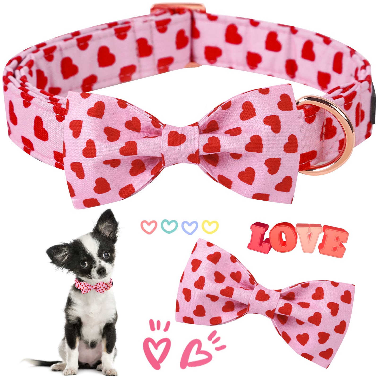 Aring Pet collar de algodón suave con lazo corazón
